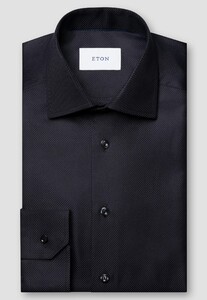 Eton Rich Texture Houndstooth King Twill Overhemd Zwart