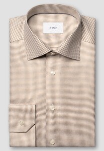 Eton Rich Texture Houndstooth King Twill Shirt Beige
