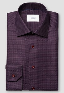 Eton Rich Texture Houndstooth King Twill Shirt Dark Purple