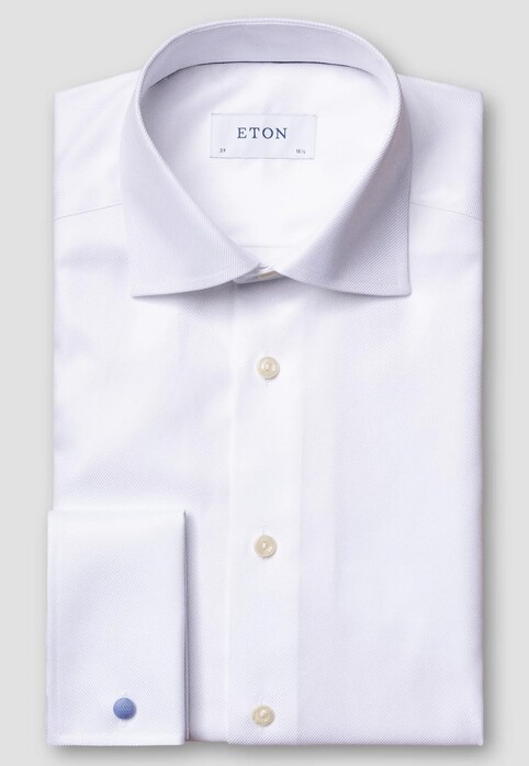 Eton Rich Texture Twill French Cuffs Cutaway Collar Overhemd Wit