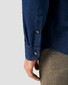 Eton Satin Indigo Cotton Contrast Buttons Garment Washed Overhemd Donker Blauw