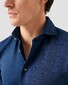 Eton Satin Indigo Cotton Contrast Buttons Garment Washed Overhemd Donker Blauw