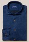 Eton Satin Indigo Uni Garment Washed Overhemd Donker Blauw
