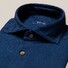 Eton Satin Indigo Uni Garment Washed Overhemd Donker Blauw