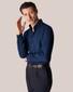 Eton Satin Indigo Uni Garment Washed Overhemd Donker Blauw
