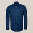 Eton Satin Indigo Uni Garment Washed Overhemd Donker Blauw