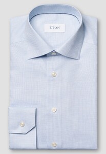 Eton Semi-Solid Color Organic Cotton Signature Oxford Overhemd Licht Blauw
