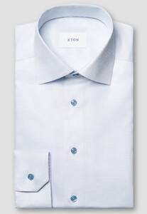 Eton Semi Solid Fine Texture Twill Overhemd Blauw