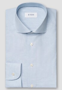 Eton Semi Solid Subtle Texture Cotton Linnen Overhemd Licht Blauw