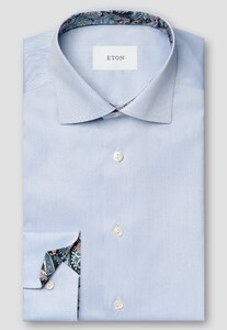 Eton Siganture Twill Subtle Fantasy Paisley Contrast Fabric Overhemd Licht Blauw