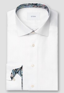 Eton Siganture Twill Subtle Fantasy Paisley Contrast Fabric Shirt White