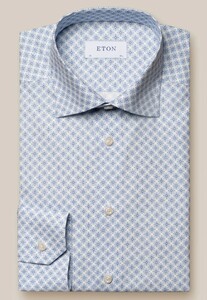 Eton Signature Poplin Medallion Pattern Cutaway Collar Overhemd Blauw