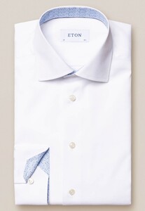 Eton Signature Poplin Uni Mushroom Detail Overhemd Wit