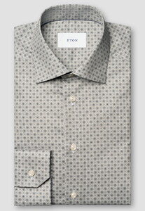 Eton Signature Twill Allover Micro Fantasy Floral Pattern Overhemd Beige
