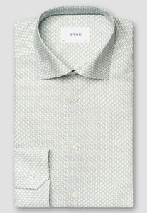Eton Signature Twill Allover Mini Fantasy Parrot Pattern Overhemd Licht Groen