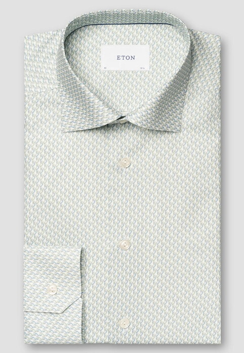 Eton Signature Twill Allover Mini Fantasy Parrot Pattern Overhemd Licht Groen