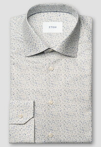 Eton Signature Twill Fine Geometric Pattern Overhemd Licht Blauw