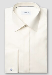 Eton Signature Twill Tuxedo Shirt French Cuffs Hidden Button Placket Overhemd Dark Off White