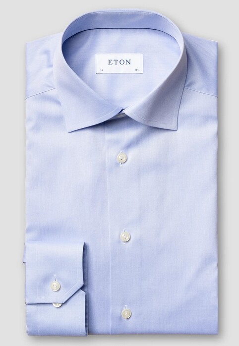 Eton Signature Twill Uni Cutaway Overhemd Licht Blauw