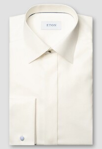 Eton Signature Twill Uni French Cuff Hidden Button Placket Overhemd Dark Off White