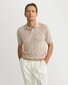 Eton Silk Cotton Open Collar Fine Knit Pattern Polo Beige
