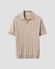 Eton Silk Cotton Open Collar Fine Knit Pattern Polo Beige