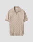 Eton Silk Cotton Open Collar Fine Knit Pattern Polo Beige