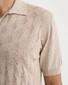 Eton Silk Cotton Open Collar Fine Knit Pattern Polo Beige