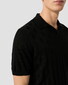 Eton Silk Cotton Open Collar Fine Knit Pattern Polo Zwart