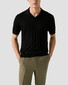 Eton Silk Cotton Open Collar Fine Knit Pattern Polo Zwart