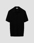 Eton Silk Cotton Open Collar Fine Knit Pattern Polo Zwart