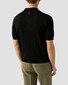 Eton Silk Cotton Open Collar Fine Knit Pattern Polo Zwart