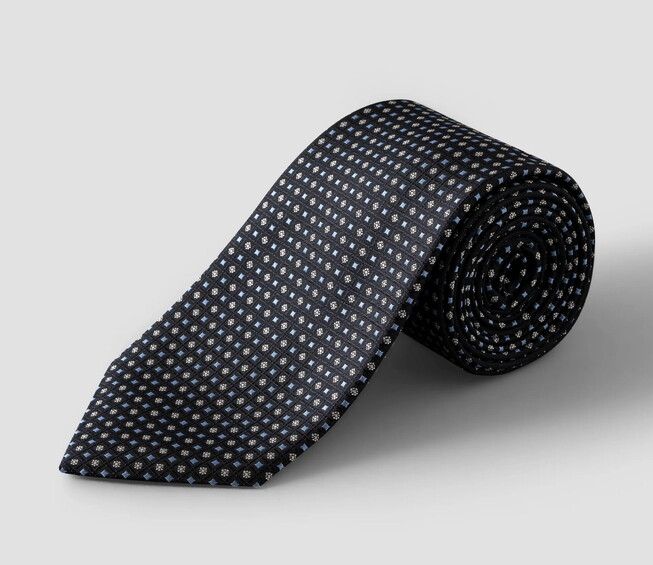 Eton Silk Woven Geometric Pattern Tie Green