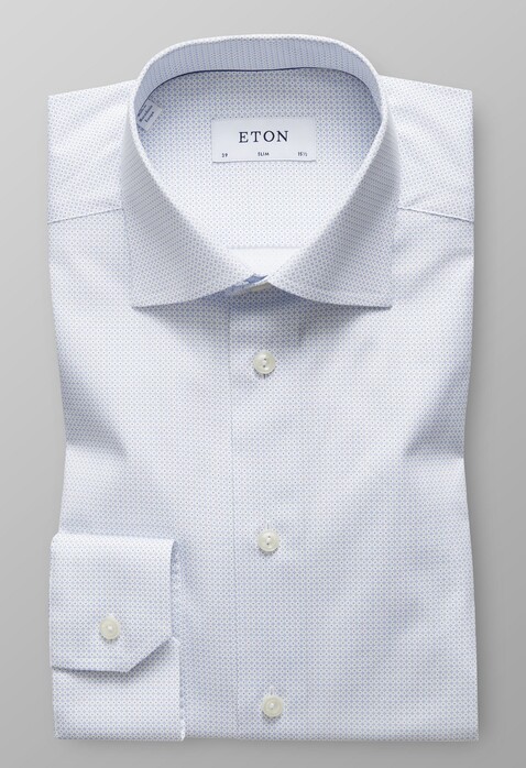Eton Slim Micro Pattern Overhemd Licht Blauw
