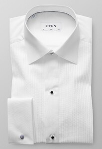 Eton Slim Plissé Black Tie Overhemd Wit