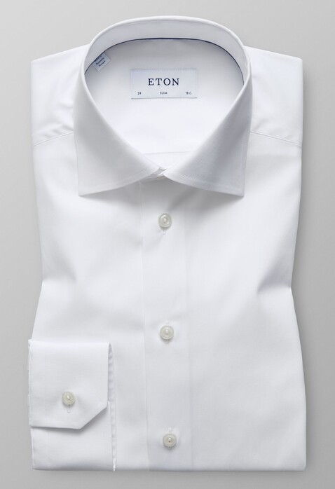 Eton Slim Uni Poplin Overhemd Wit