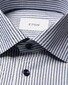 Eton Soft Cotton Tencel Stripe Pattern Overhemd Donker Blauw
