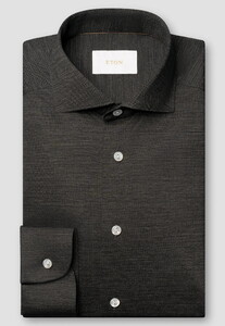 Eton Soft Merino Tencel Natural Stretch Mother of Pearl Buttons Overhemd Donker Grijs