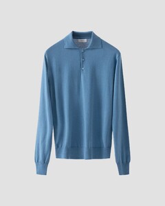 Eton Soft Touch Natural Stretch Fine Knit Cotton Cashmere Trui Blauw