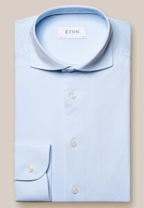 Eton Soft Uni Four-Way Stretch Overhemd Licht Blauw