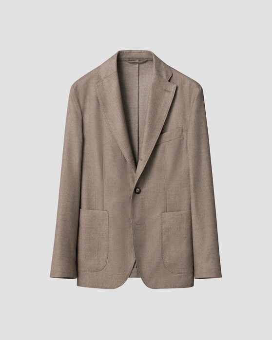 Eton Soft Vitale Barberis Canonico Wool Flanel Faux-Uni Colbert Beige