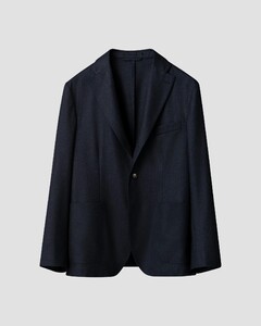 Eton Soft Vitale Barberis Canonico Wool Flanel Faux-Uni Jacket Navy