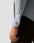 Eton Solid Color Double-Twisted Yarn Cotton Flanel Overhemd Blauw