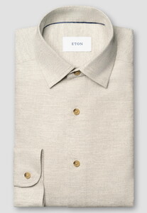 Eton Solid Color Double-Twisted Yarn Cotton Flanel Overhemd Licht Grijs