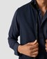 Eton Solid Color Double-Twisted Yarn Cotton Flanel Overhemd Navy