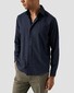 Eton Solid Color Double-Twisted Yarn Cotton Flanel Overhemd Navy