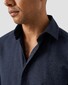 Eton Solid Color Double-Twisted Yarn Cotton Flanel Overhemd Navy