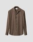 Eton Solid Color Double-Twisted Yarn Soft Brushed Cotton Flanel Overhemd Bruin