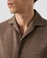 Eton Solid Color Double-Twisted Yarn Soft Brushed Cotton Flanel Overhemd Bruin