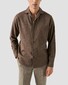 Eton Solid Color Double-Twisted Yarn Soft Brushed Cotton Flanel Overhemd Bruin